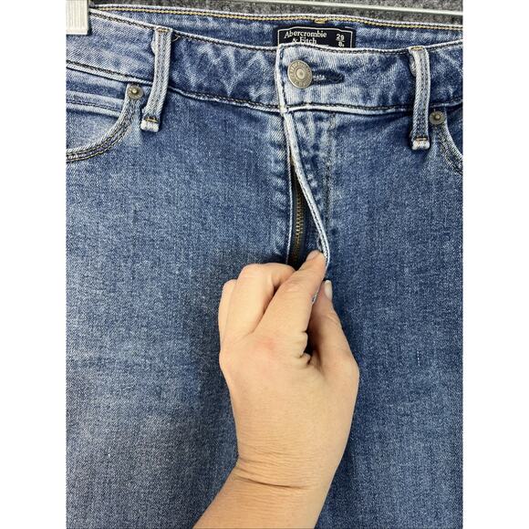 Abercrombie & Fitch Womens Simone High Rise Ankle Jeans Size 29 Blue Frayed Hem - Picture 5 of 10